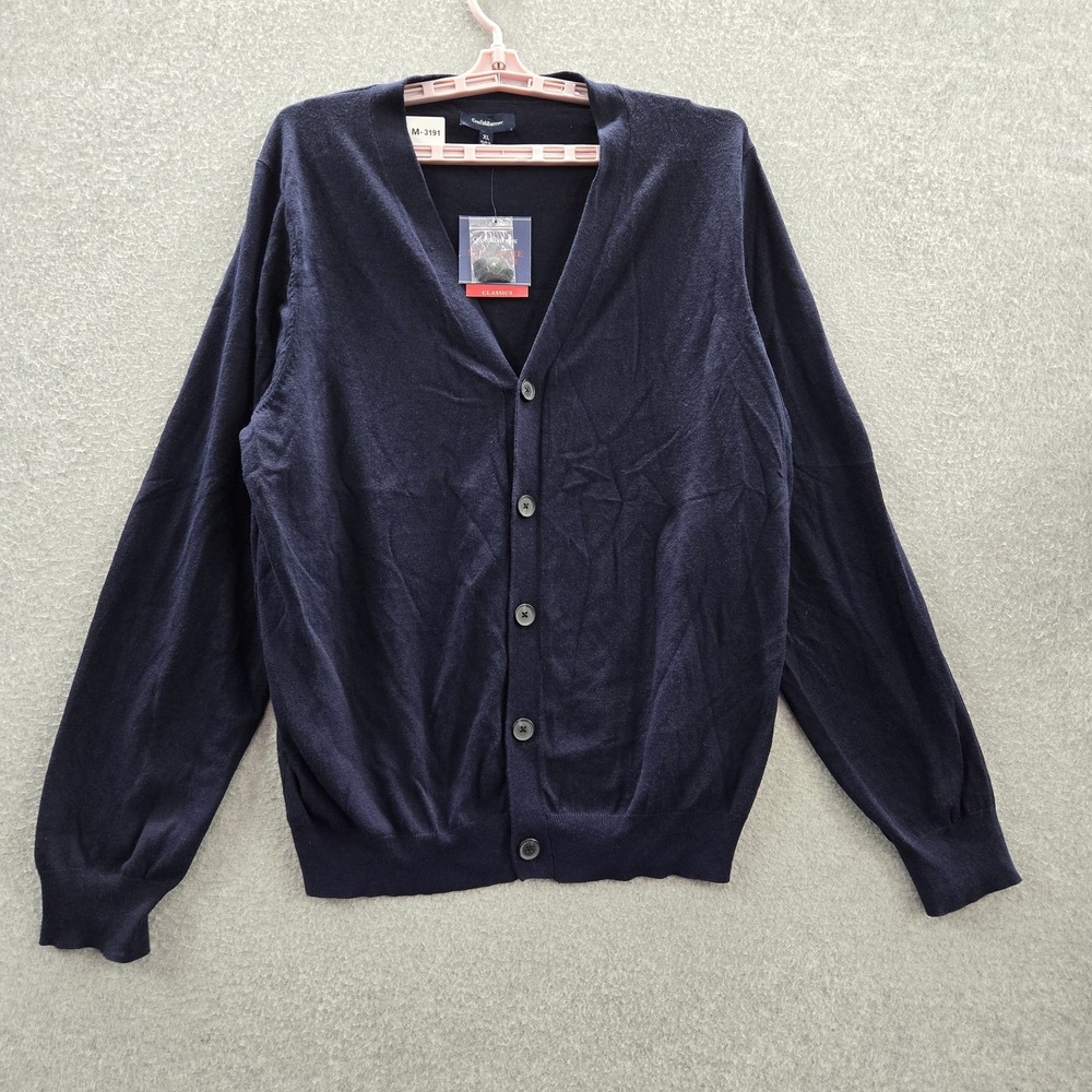 Croft & Barrow Men Sweater XL Blue Cotton Nylon‎ Rayon Cardigan Signature NWT